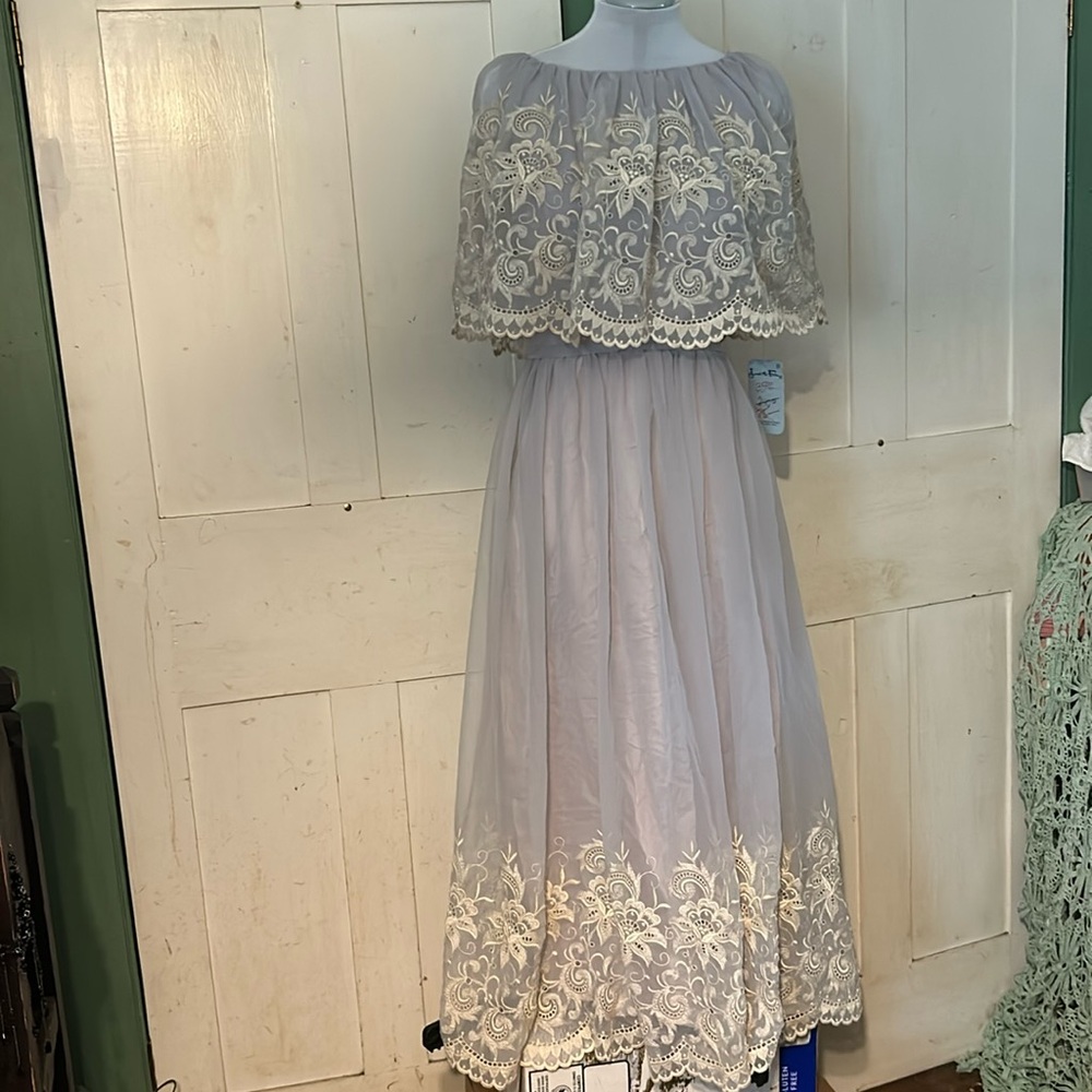 🔥RARE!🔥NOSWT Aventura Carrie Couture Lace & Chiffon Party Wedding Dress 60-70s - Picture 1 of 8